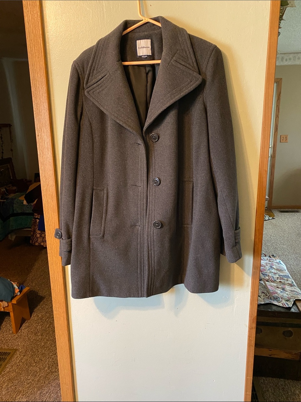 croft & barrow Women's Dark Gray Wool-Blend Pea Coat